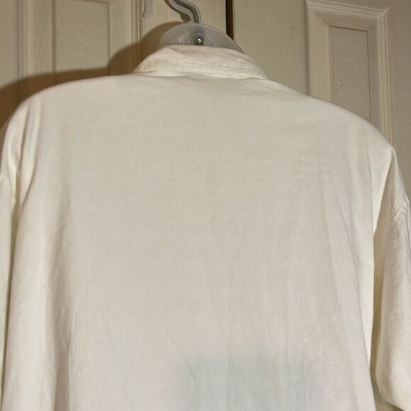 Vintage Obenna 1990s White Cotton Windbreaker Utility Jacket 3/4 Sleeves S - Picture 12 of 16